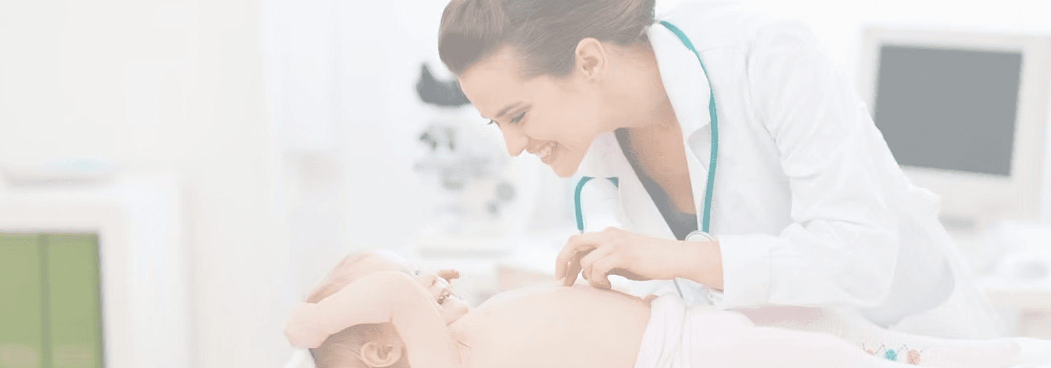 Pediatrician caring for a child in clinic